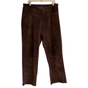 Vintage Brown Suede Pants Sz 14 Brandon Thomas Plus Size High Waist Classic